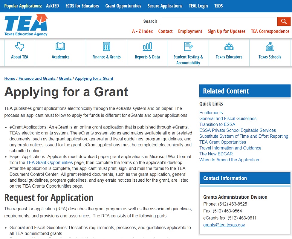 Texas Education Agency - eGrants